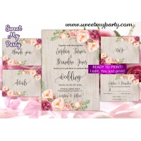 Floral Wedding Invitation set,Blush Wedding invitation set,(31w)